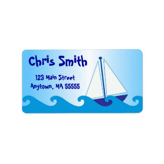 Blue Sail Boat Address Labels