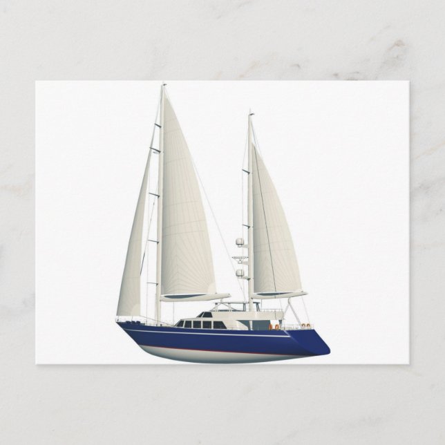 blue sail boat postcard (Front)