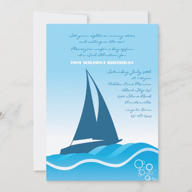 Blue Sailboat Invitation (Front)