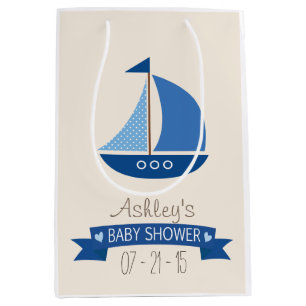 Blue Sailboat, Nautical Baby Shower Medium Gift Bag