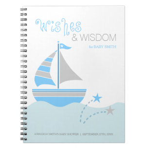 Blue Sailboat Nautical Boy Baby Shower Guest Book
