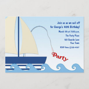 Blue Sailboat, Nautical Theme Invitation