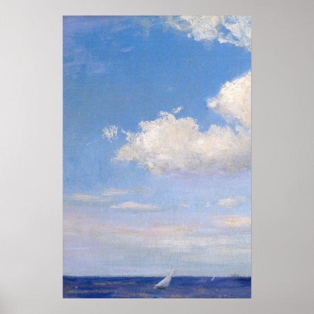 Blue Sailboat Seascape Painting Poster (Front)