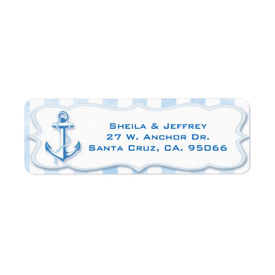 Blue Sailing Anchor Nautical Wedding Return Address Label