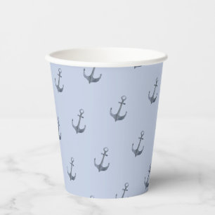 Blue Sailing Theme Anchor Baby Shower Paper Cups