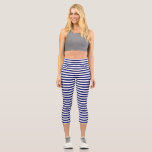 Blue Sailor Stripe Capri Leggings<br><div class="desc">Bold stripes in navy blue create a carefree breezy look.</div>