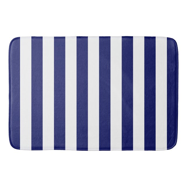 Blue Sailor Stripe (large scale) Bath Mat (Front)