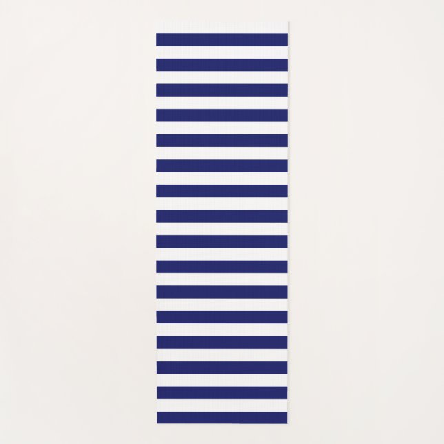 Blue Sailor Stripe Yoga Mat (Front)