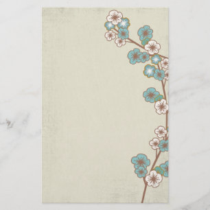 Blue sakura flowers Stationery
