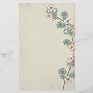 Blue sakura flowers Stationery