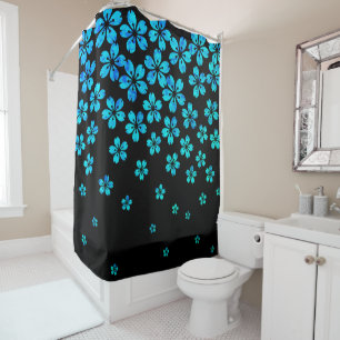 blue sakura shower curtain