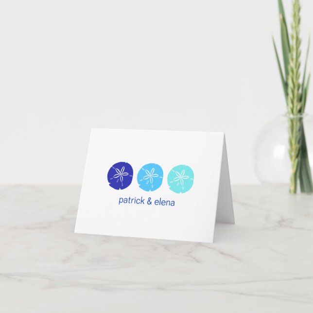 Blue Sand Dollar Horizontal Note Cards (Front)