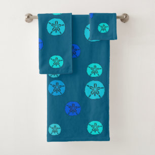 Blue sand dollars bath towel set