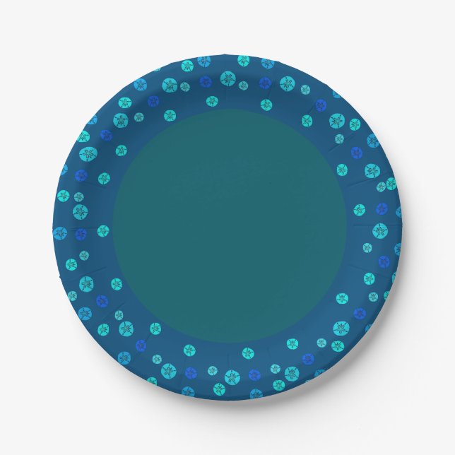 Blue Sand Dollars Paper Plate (Front)