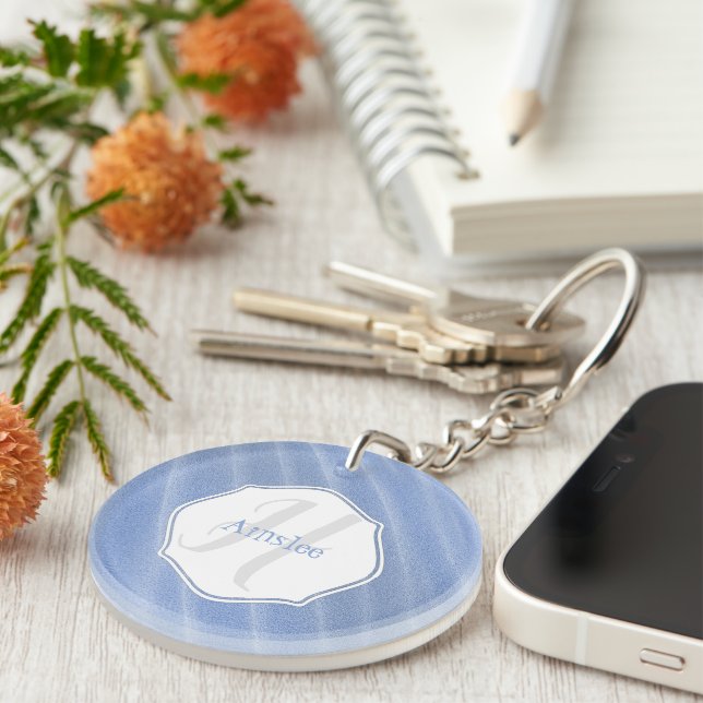 Blue Sand Ripples Personalized Acrylic Keychain (Front Right)