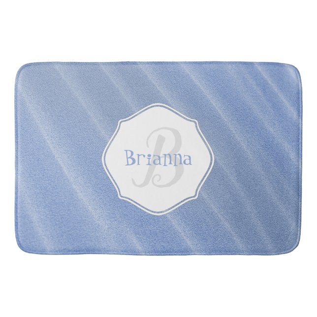 Blue Sand Ripples Personalized Bath Mat (Front)