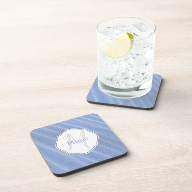 Blue Sand Ripples Personalized Coaster (Right Side)