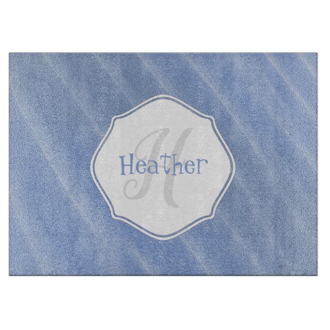 Blue Sand Ripples Personalized Cutting Board (Front)