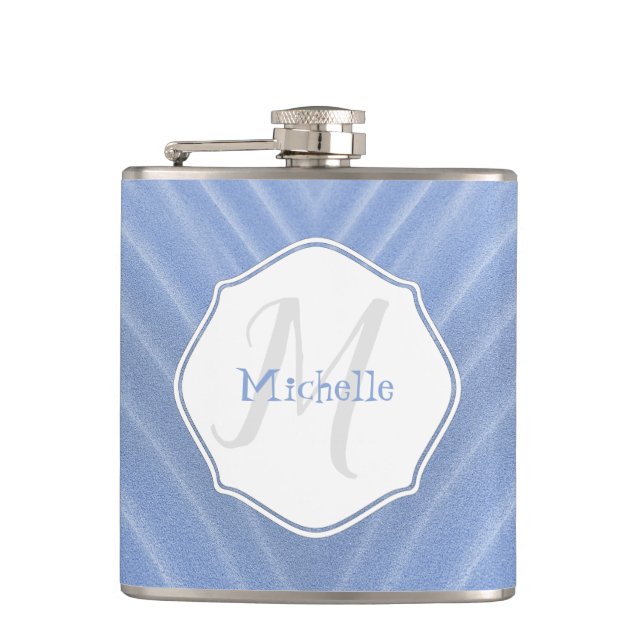 Blue Sand Ripples Personalized Flask (Front)