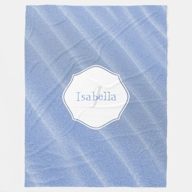 Blue Sand Ripples Personalized Fleece Blanket (Front)
