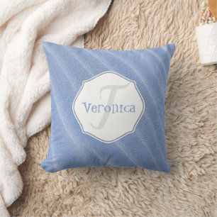 Blue Sand Ripples Personalized Pillow