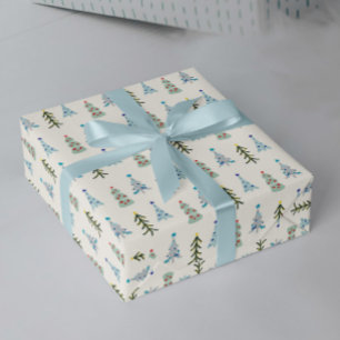 Blue Sandinavian Christmas trees  Wrapping Paper