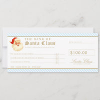 Blue Santa Cheque Gift Voucher Card