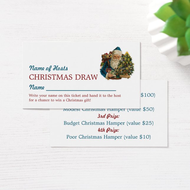 Blue Santa, Christmas Party Raffle Tickets (Desk)