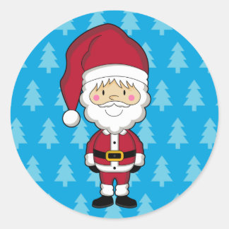 Blue Santa Claus Christmas Sticker