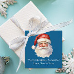Blue Santa Claus Custom Kids Christmas Party Favour Tags<br><div class="desc">Customize these nostalgic blue Santa Claus party favour tags with your own personalized text with your kids name in white script. This beautiful old fashioned drawing of Santa's red hat and white beard are the perfect holiday tag for your children's presents under the tree on Christmas day.</div>