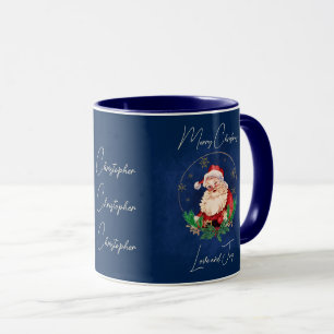 Blue Santa Claus Elegant Vintage Claus Christmas Mug