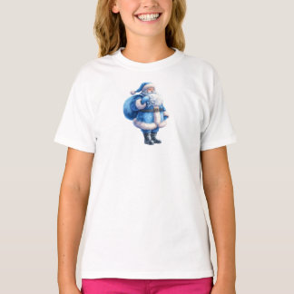Blue Santa Claus Illustration Watercolor T-Shirt