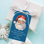 Blue Santa Claus Personalized Kids Christmas Gift Tags<br><div class="desc">Customize these nostalgic blue Santa Claus gift tags with your own personalized text with your kids name in white script. This beautiful old fashioned drawing of Santa's red hat and white beard are the perfect holiday tags for your children's presents under the tree on Christmas day.</div>