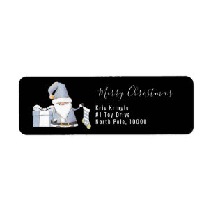 Blue Santa Gnome with Stocking & Gift