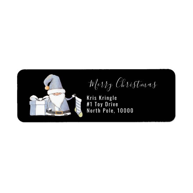 Blue Santa Gnome with Stocking & Gift (Front)