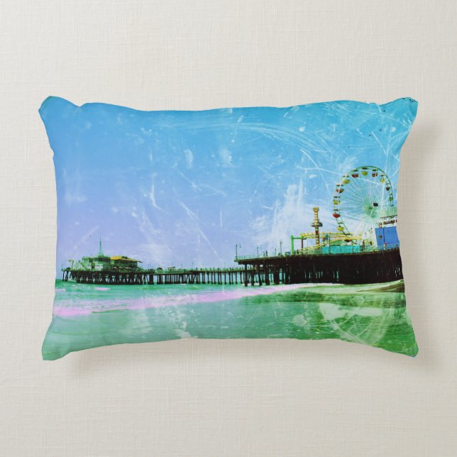 Blue Santa Monica Pier Accent Pillow (Front)