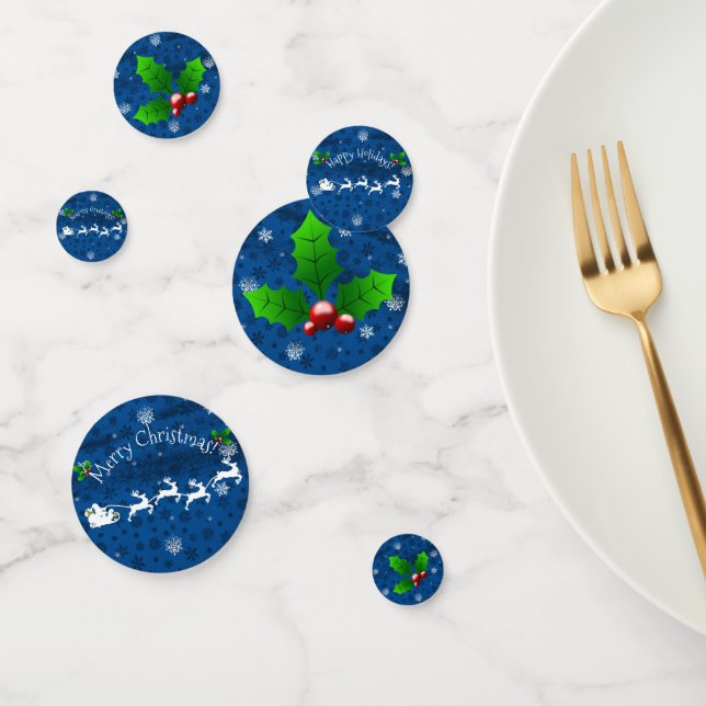 Blue Santa's Sleigh and Reindeer Table Confetti (Group)