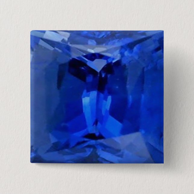 Blue Sapphire 1 2 Inch Square Button (Front)