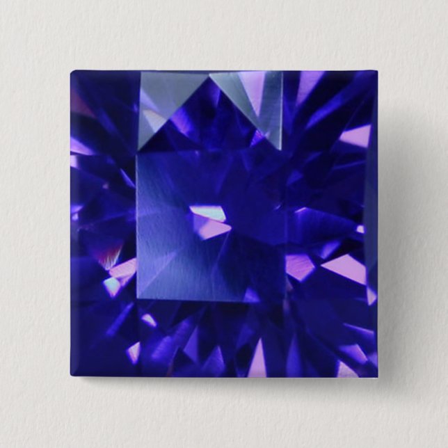 Blue Sapphire 2 Inch Square Button (Front)