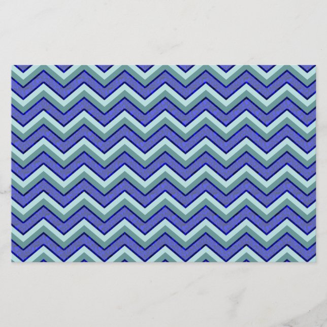 Blue Sapphire Chevron Pattern Stationery (Front)
