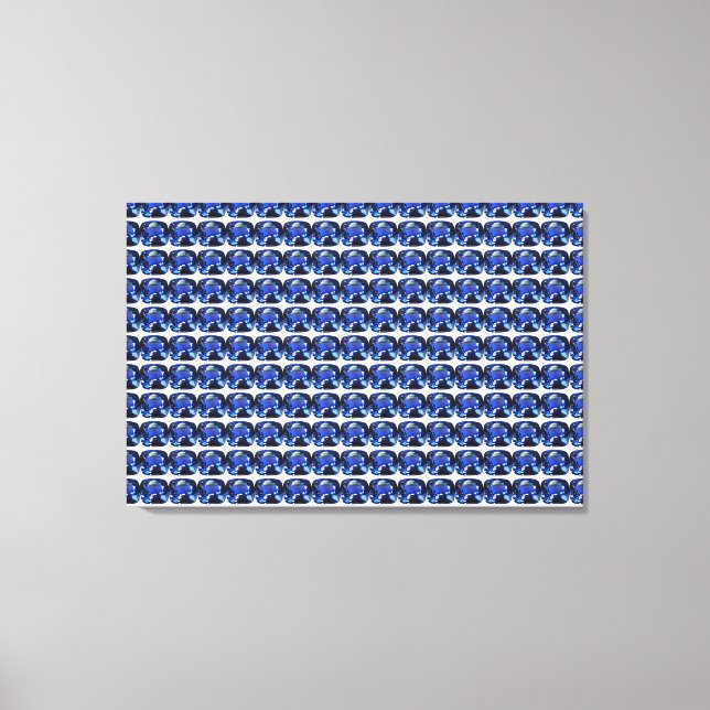 Blue Sapphire Cushion-Cut Pattern Canvas Print (Front)