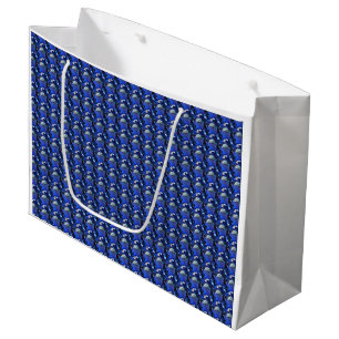 Blue Sapphire Cushion-Cut Pattern Large Gift Bag