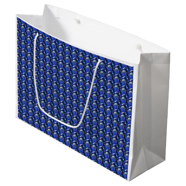 Blue Sapphire Cushion-Cut Pattern Large Gift Bag (Front Angled)
