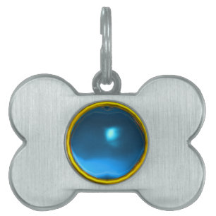 BLUE SAPPHIRE GEM STONE PET ID TAG