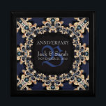 Blue Sapphire Gems Wedding Anniversary Gift Box<br><div class="desc">Unique and Stylish lace design in gold and sapphire blue decorative design - Exquisite and elegant custom Wedding, Anniversary or engagement present. Personalize with names, anniversary date and monogram or numbers - made into a wonderful wooden gift box to keep trinkets, jewellery box for your special keepsakes. Makes a wonderful...</div>