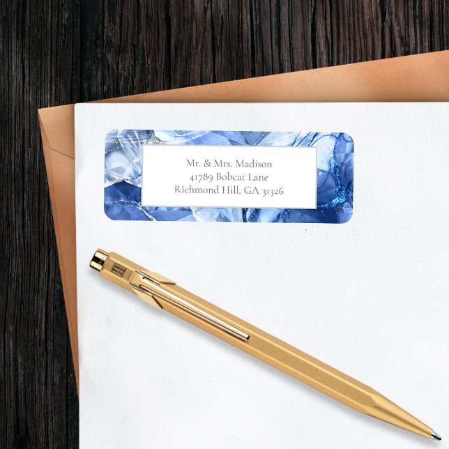 Blue Sapphire Gemstone Retourner l'adresse Étiquet (Créateur téléchargé)