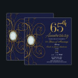 Blue Sapphire & Gold Diamond 65 65th Anniversary Invitation<br><div class="desc">Blue Sapphire & Gold Diamond 65 65th Anniversary Invitation</div>