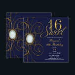 Blue Sapphire Gold Diamond Sweet 16 16th Birthday Invitation<br><div class="desc">Blue Sapphire Gold Diamond Sweet 16 16th Birthday Invitation</div>