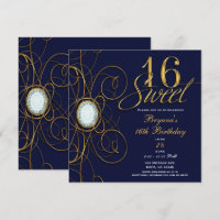 Blue Sapphire Gold Diamond Sweet 16 16th Birthday