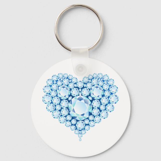 Blue Sapphire Heart Gems Keychain (Front)